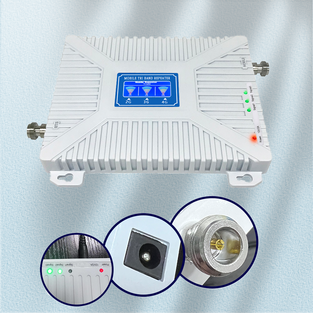 900 2100 2600MHz mobile network repeater 2G 3G 4G GSM WCDMA LTE amplifier 70dB Tri band signal booster amplificateur